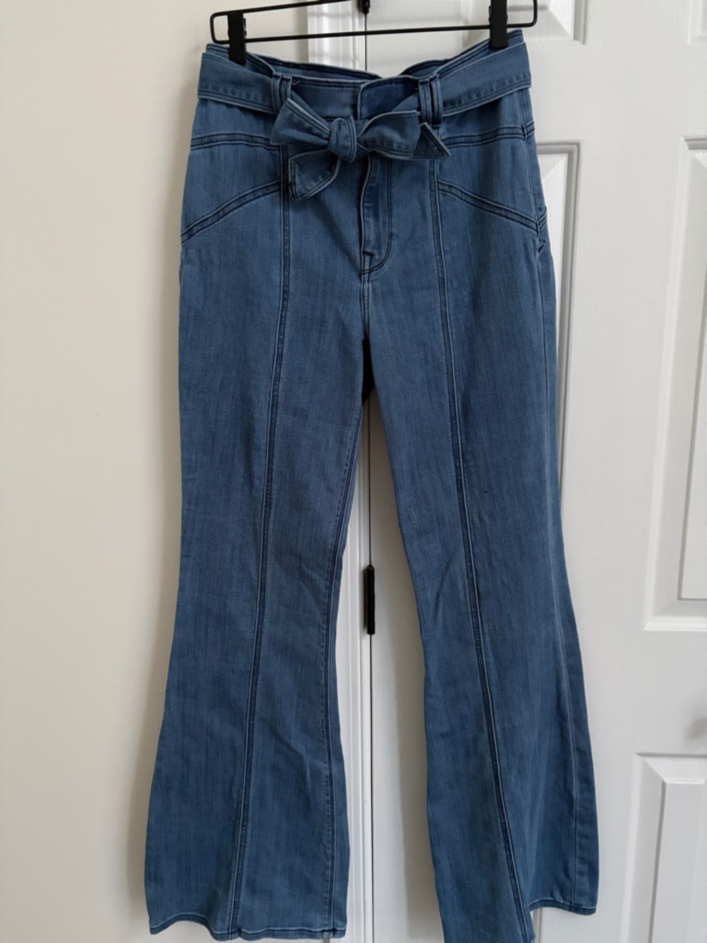 Express Blue Denim Tie-Waist Flare Jeans